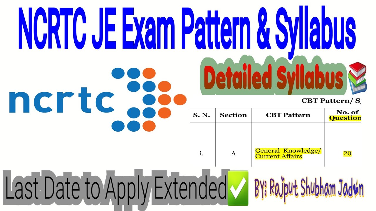 📚 NCRTC JE  Exam Pattern 2025 | NCRTC JE Syllabus 2025 | NCRTC O & M Exam Pattern