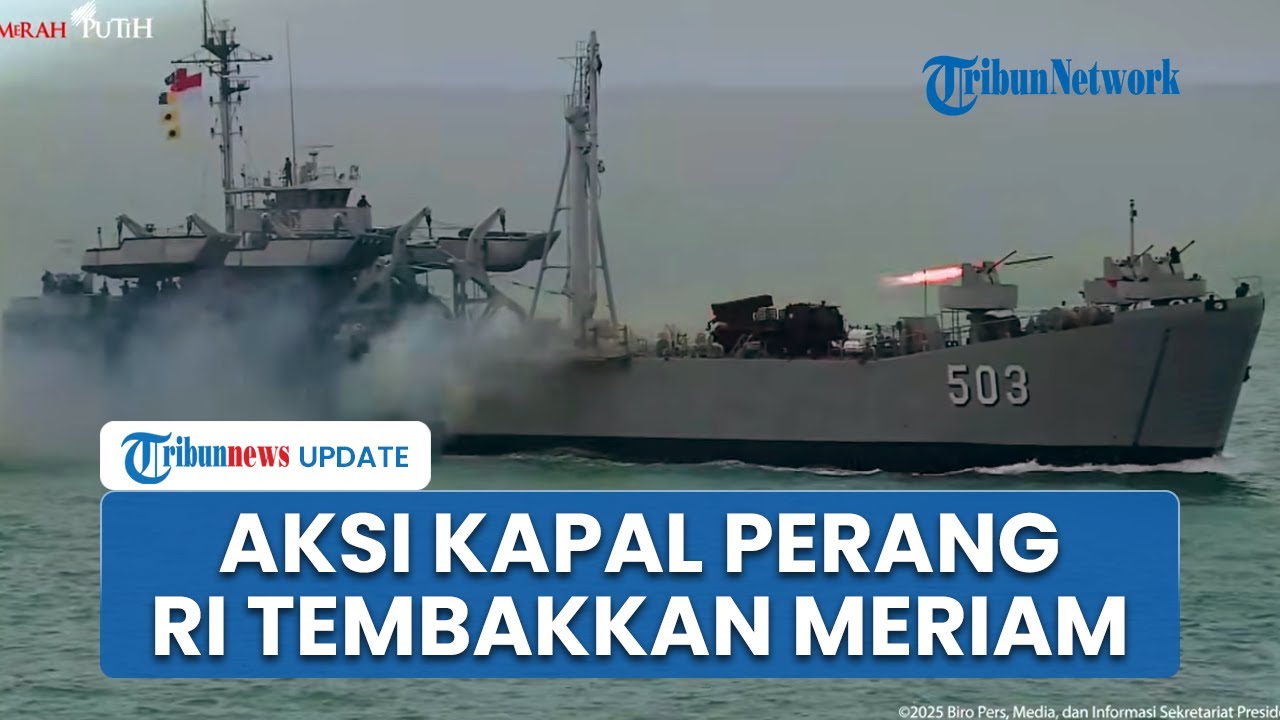 Buat Merinding! Kapal Perang Terbesar di Asia Milik TNI AL Pimpin Parade, Ada Tembakan Meriam