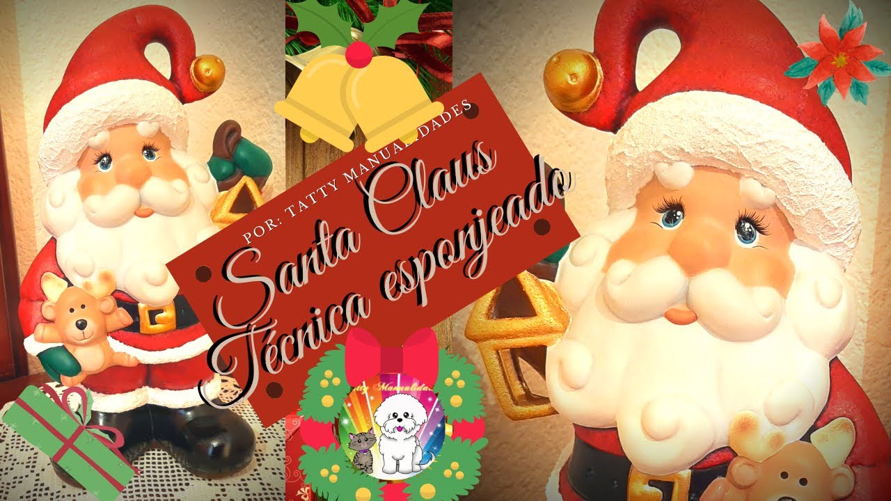 PINTA CERÁMICA: SANTA CLAUS CON RENITO|TÉCNICA ESPONJEADO