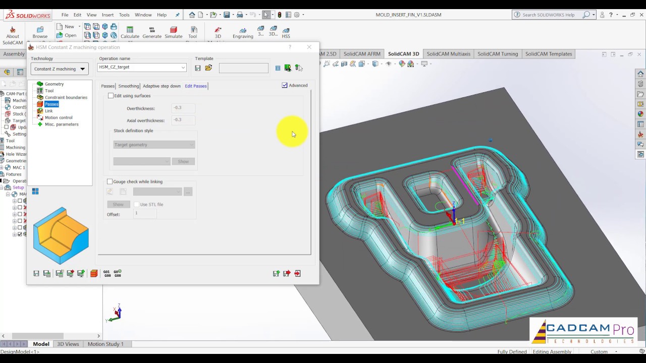 SolidCAM 2019 Tutorial  #19  | Mill 3D Mold  & Die Machining