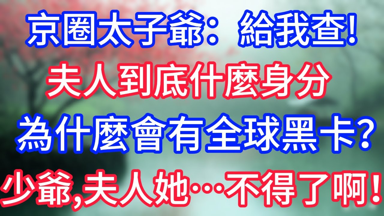京圈太子爺：給我查!夫人到底什麼身份“為什麼會有全球黑卡？少爺,夫人她…不得了啊”