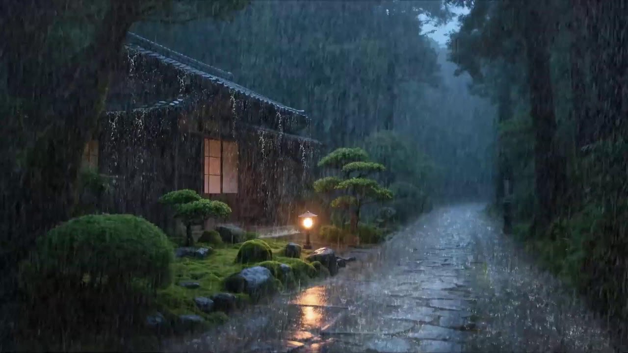 Fatigue émotionnelle – Pluie apaisante – Terrasse de la maison sous la pluie – Relaxation 💫🌧️