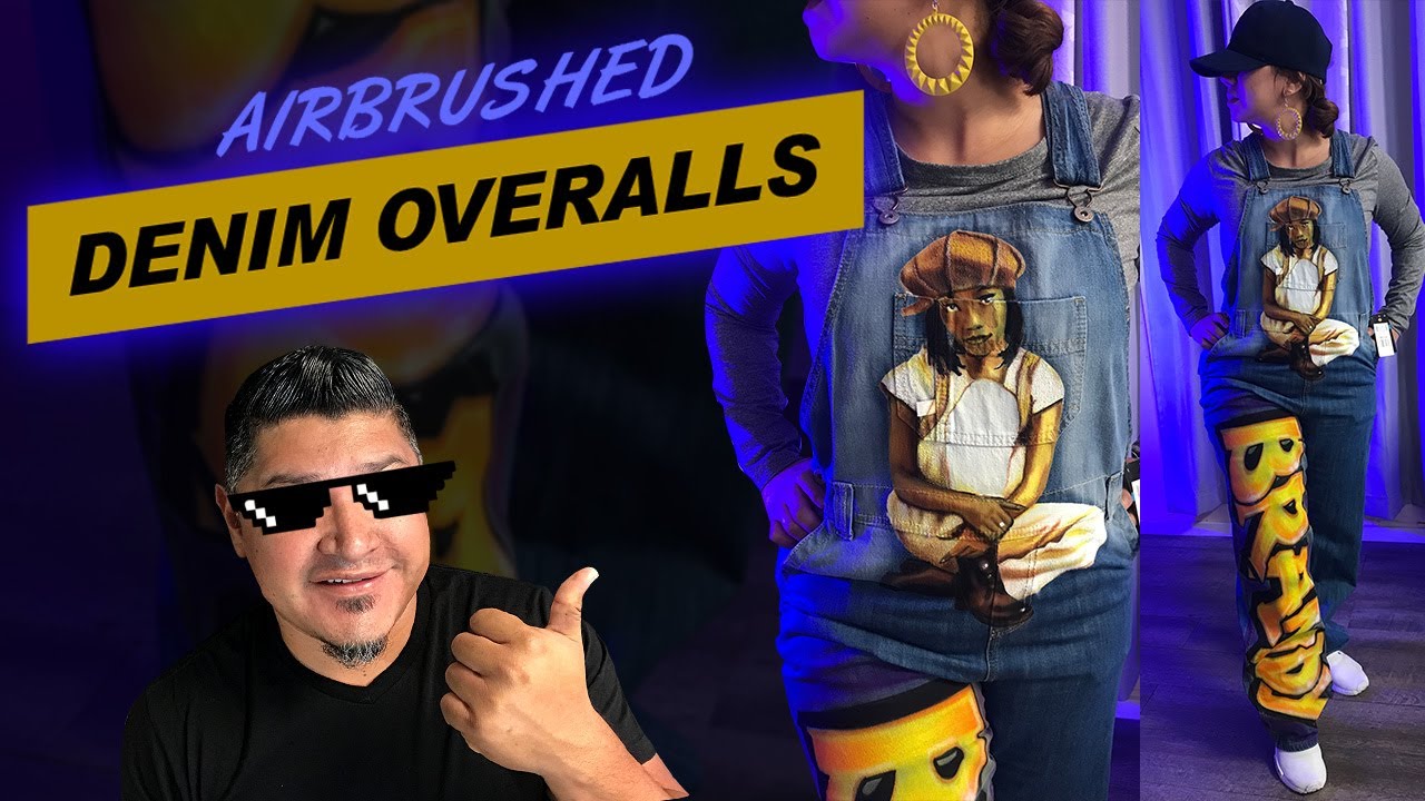 Custom Airbrushed Denim Overalls with 90s Singer Brandy - 80s Street Style