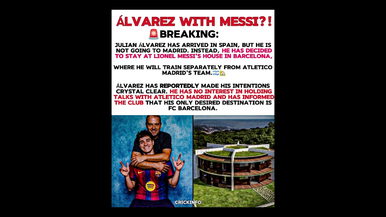 Juli&aacute;n &Aacute;lvarez Staying at Messi's House? 😱 Barcelona Transfer Rumor! #shorts#messi #julianalvarez