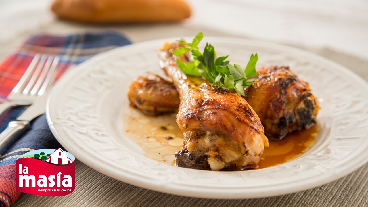 Pollo glaseado con miel y vinagre balsámico