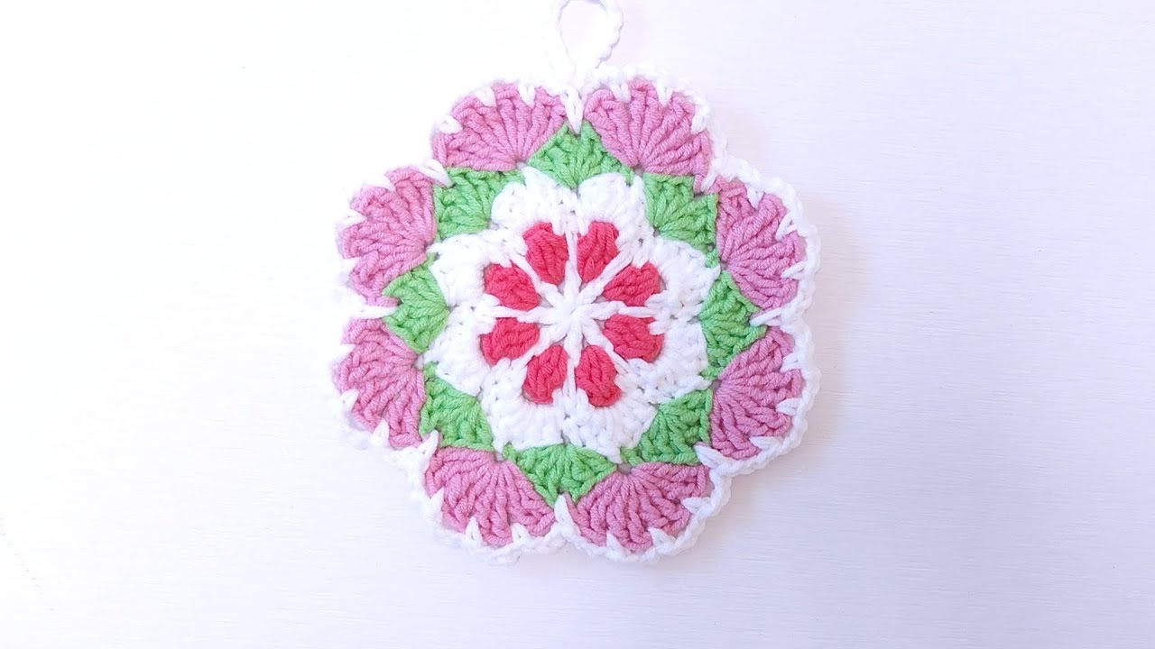 수세미뜨기/실용적인 단면 꽃수세미/ Crochet flower/ Crochet dish scrubby