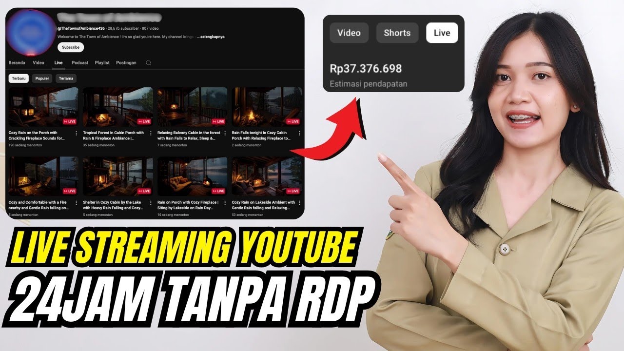 Puluhan Juta 💸 Dari Konten Live YouTube 24 JAM Tanpa Kouta Tanpa RDP