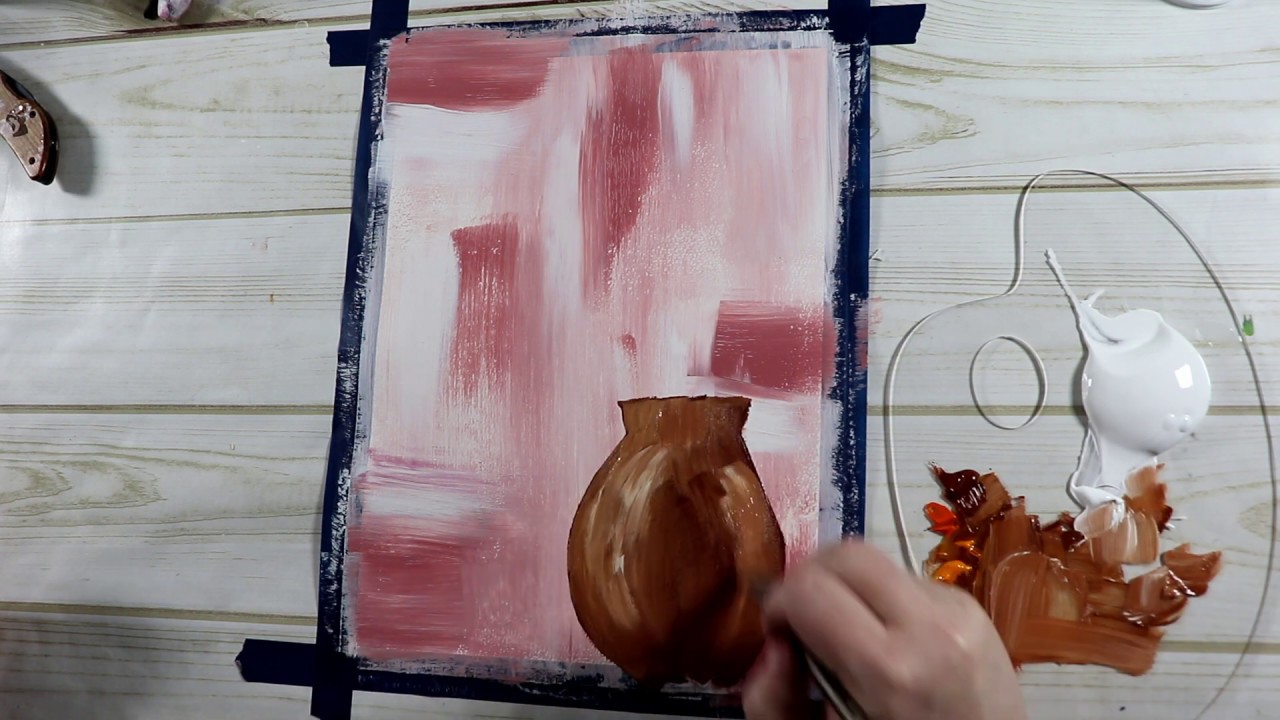 (18) Easy Acrylic Flowers in a Vase Painting / Acrylic Painting Tutorial