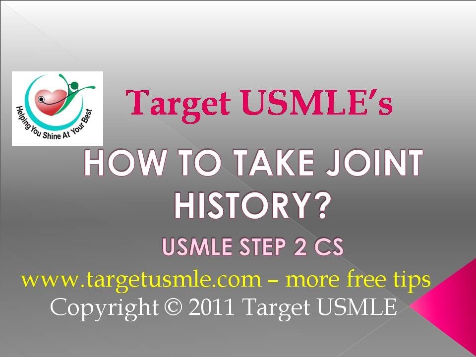 USMLE Step 2 CS- Joint History 🩺