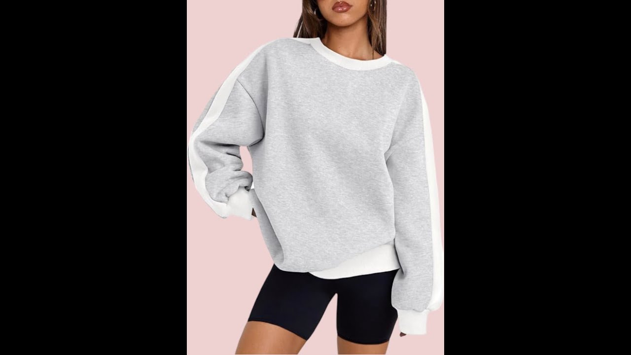 Trendy Queen Womens Oversized Sweatshirts Crewneck Hoodies Color Block Long Sleeve Pullover Fall Cut