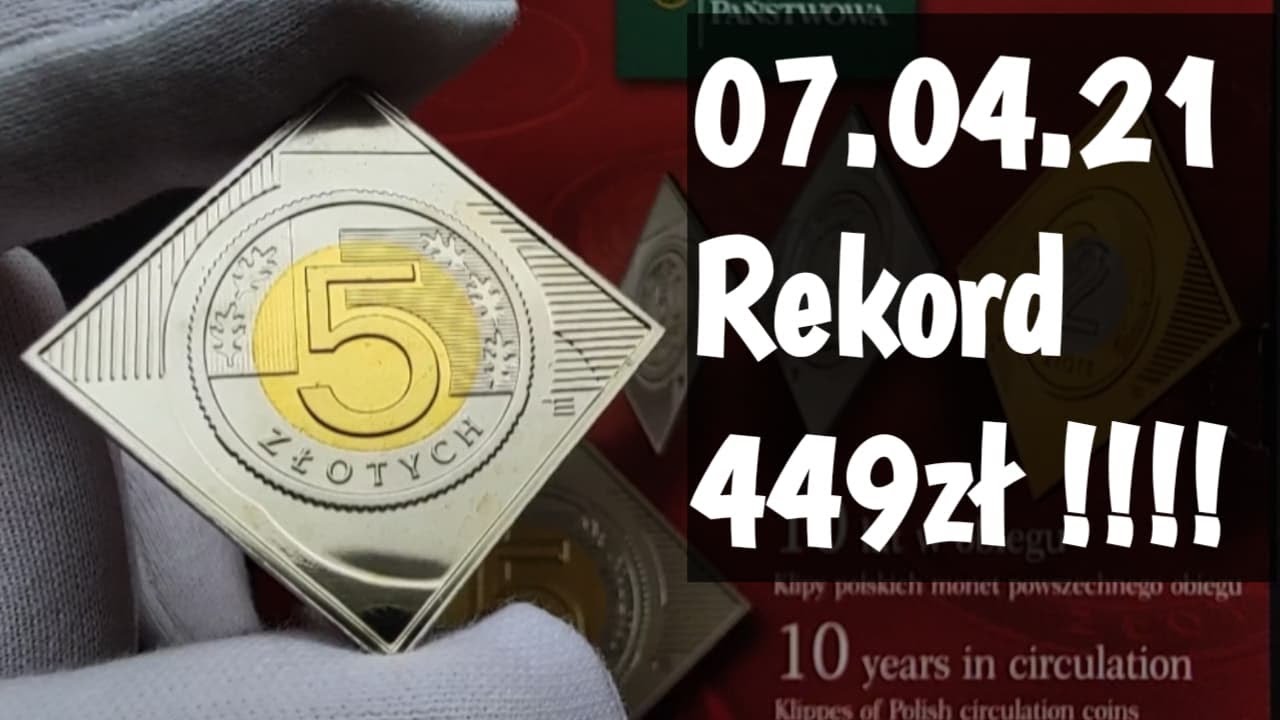 Szok !!! 449 zł za klipę 5 złotych z zestawu 10 lat w obiegu który sprzedał się na części za 1000 zł