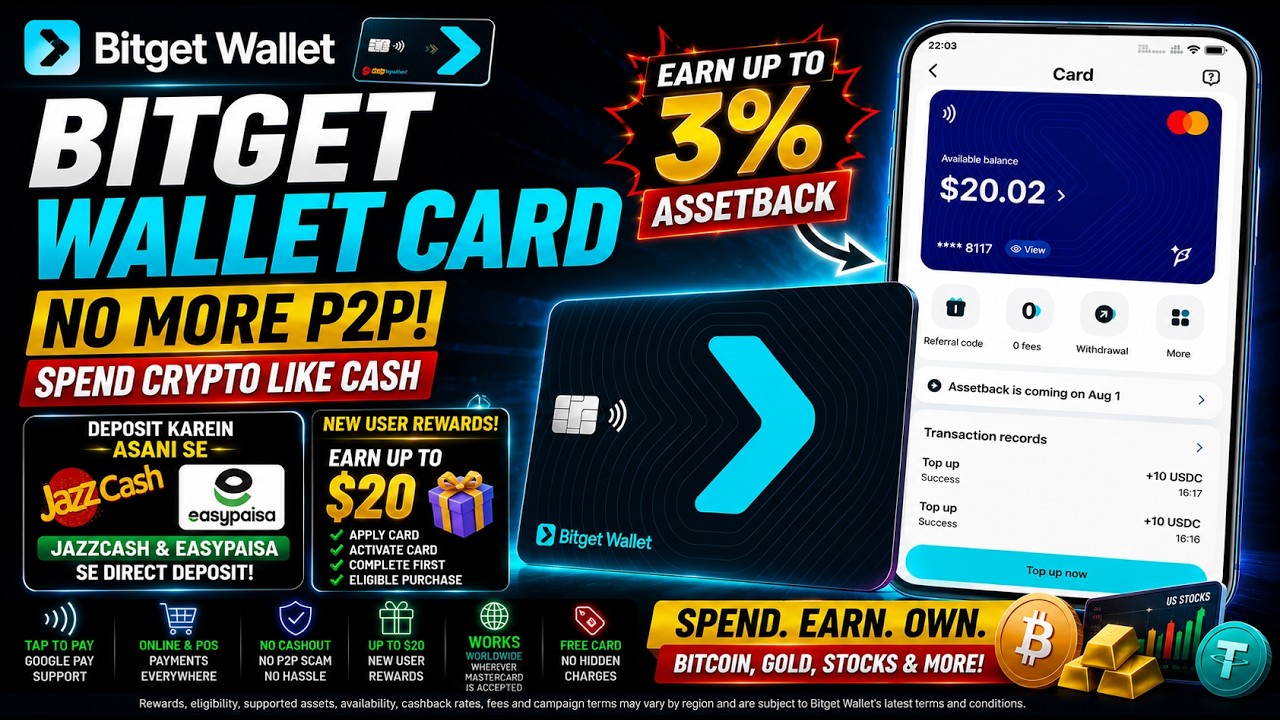 Get 20$ Reward | Bitget Wallet Card 💳 | Spend Crypto Without P2P + Earn Up to 3% Assetback