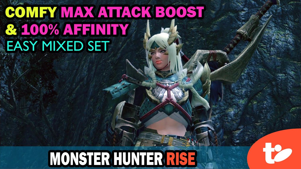 Comfy Max Attack Boost & 100% Affinity All-Purpose Mixed Set - Monster Hunter Rise