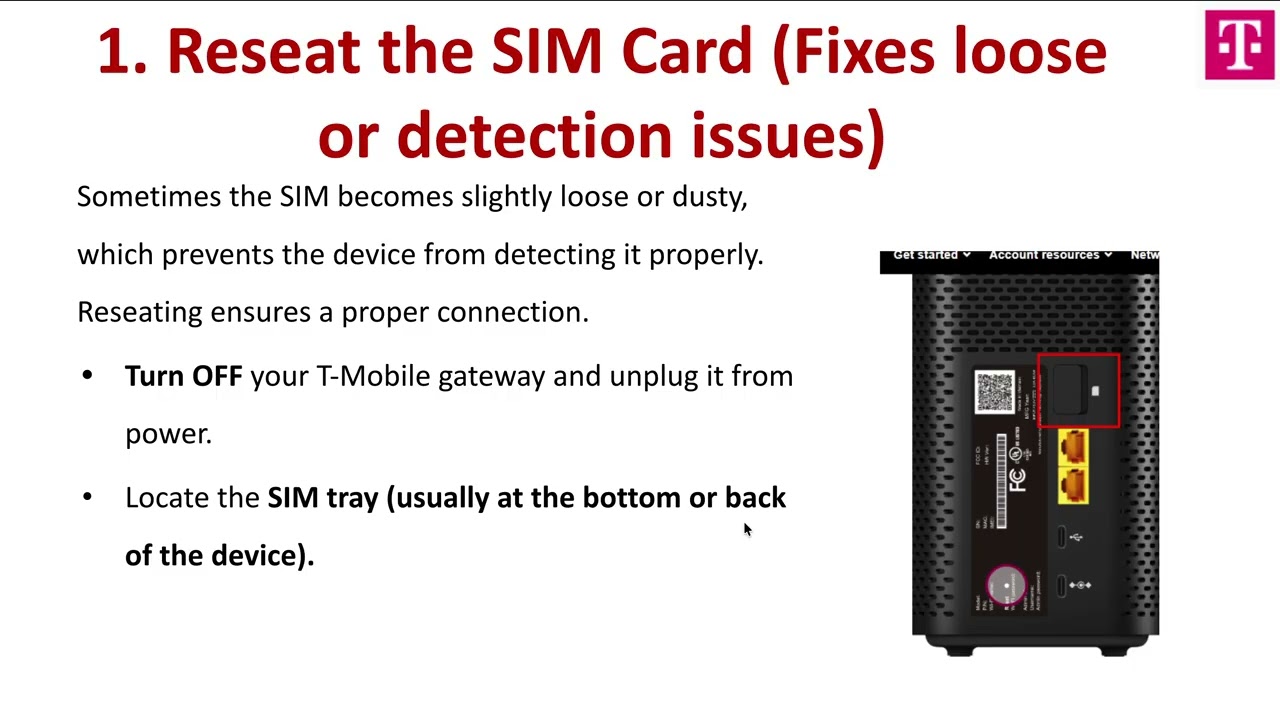 How to Fix &ldquo;No SIM Card&rdquo; on T-Mobile Home Internet Device &ndash; SIM Reseat & Gateway Reset