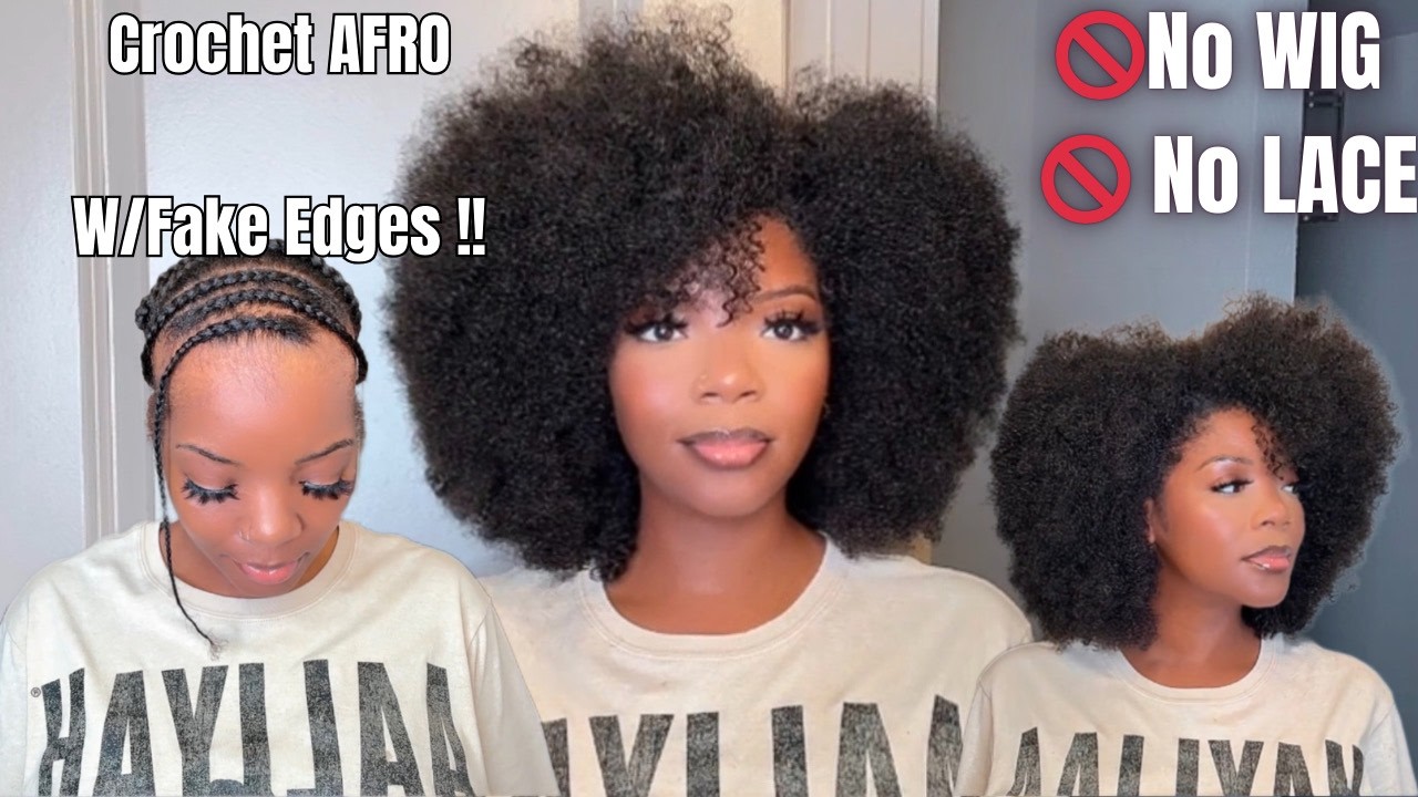 HOW TO GET A NATURAL LOOKING AFRO W/ NO EDGES | **DETAILED FT. FAKE EDGES