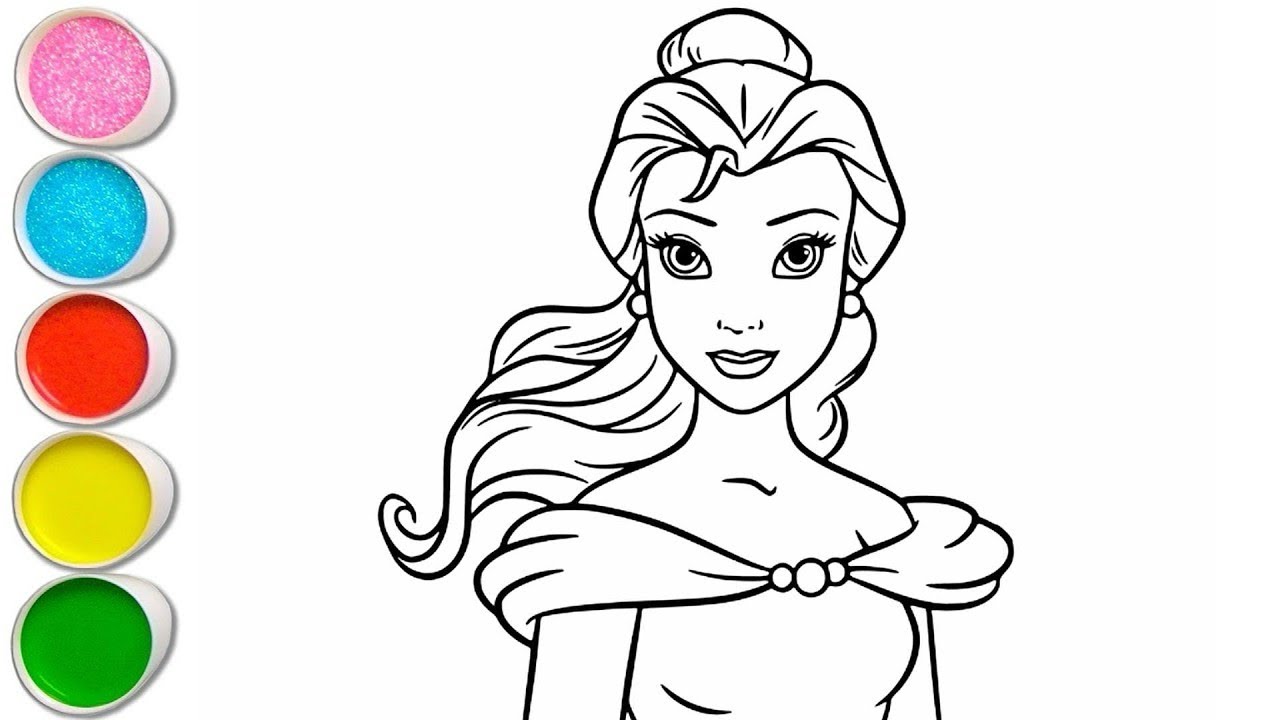 Cute ￼Princess Bella .Colouring and Painting, For Kids and Toddlers.Galaxy art ,Child art 