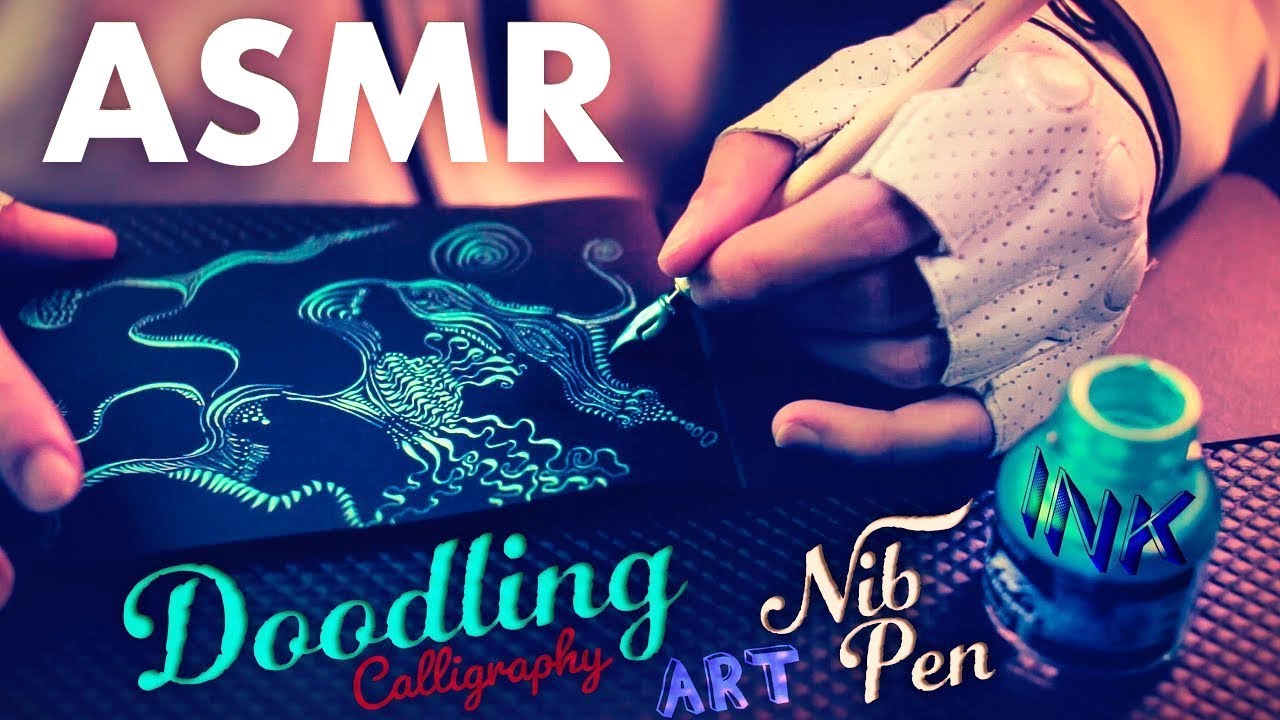 Ink Doodling with Calligraphy Nib Pen ✒️Art ASMR (No Talking)