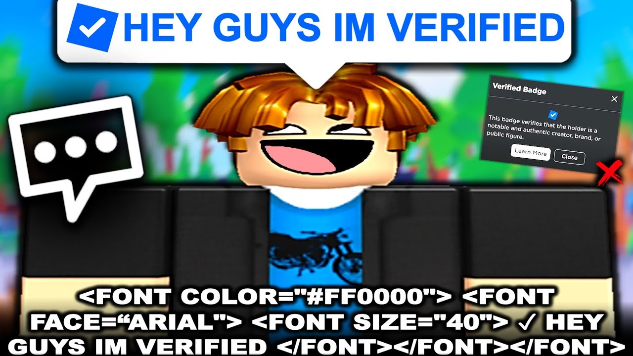 Text chat scam returns & somehow gets worse.. Fake verified players. (ROBLOX)