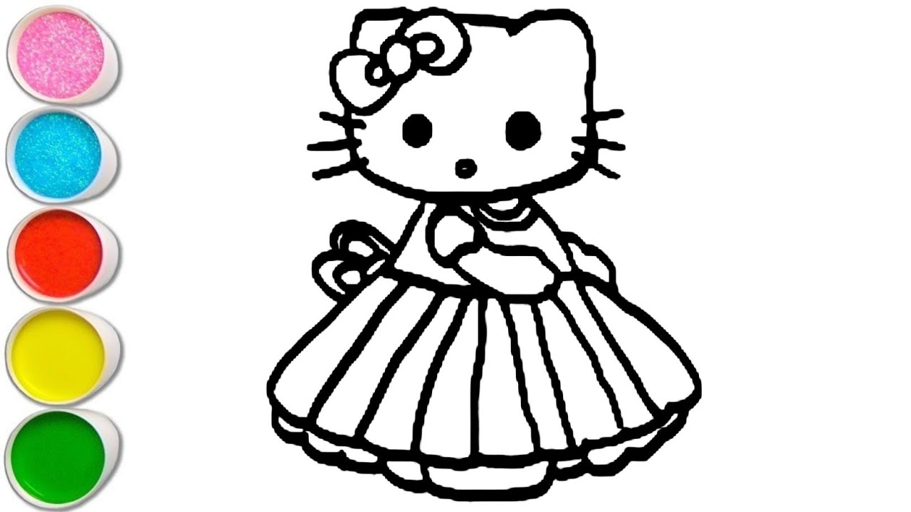 Cute Hello Kitty princess Drawing, Painting and Coloring For Kids and Toddlers_ Easy Drawing 