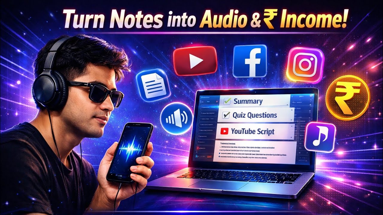 Earning through learning |  NotebookLM AI: Turn Your Notes into Audio & ₹ Income (Full Strategy)