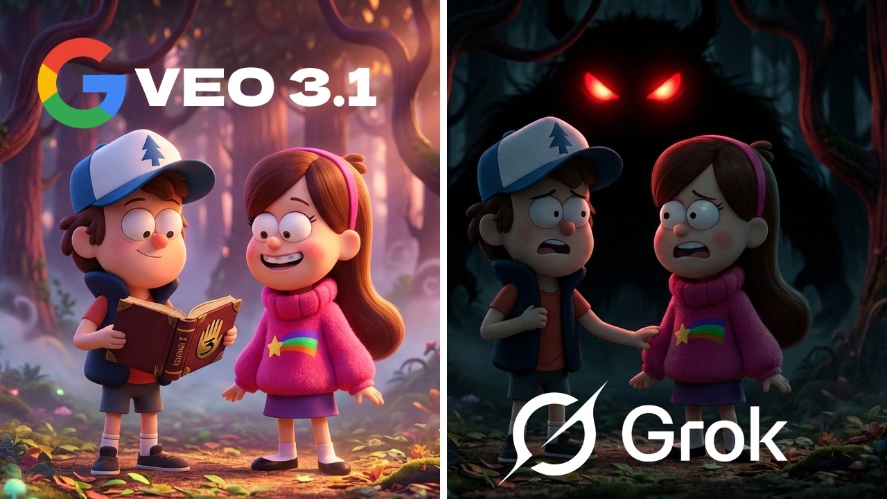 Veo 3.1 vs Grok Remake iconic Scenes From Gravity Falls