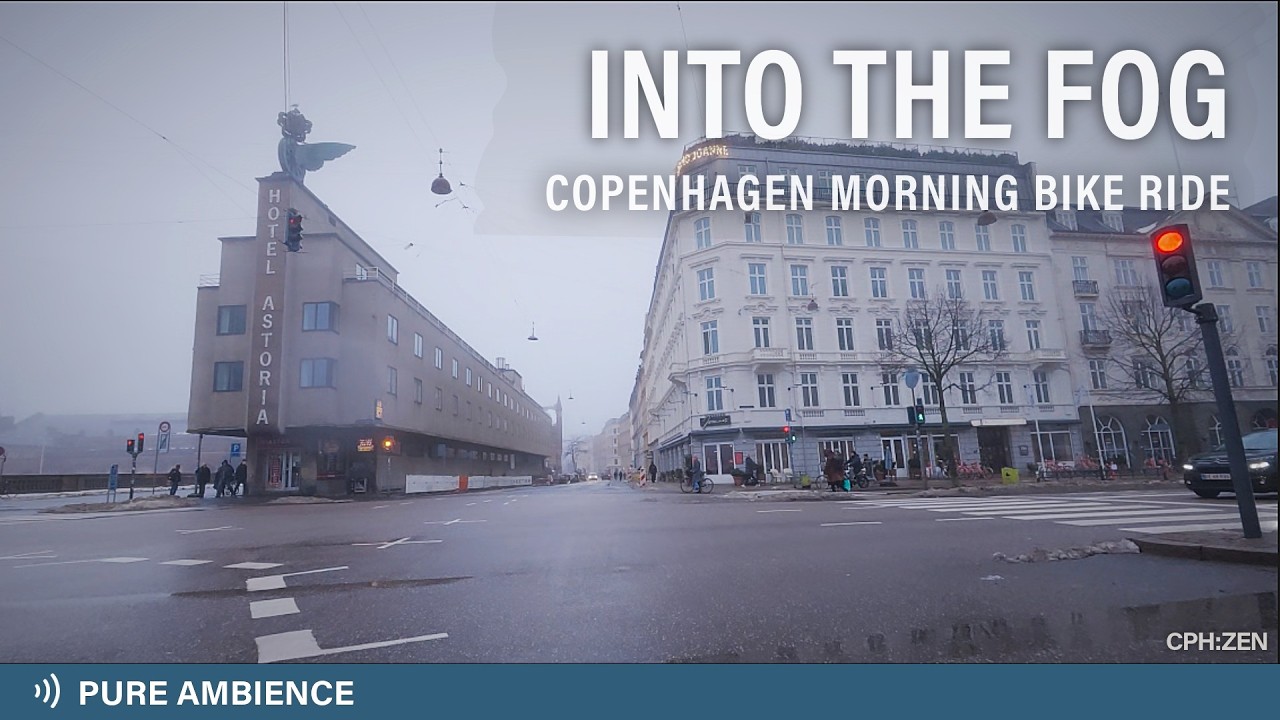 Into the Fog | Copenhagen Bike Ride POV | Quite Morning ASMR 4K