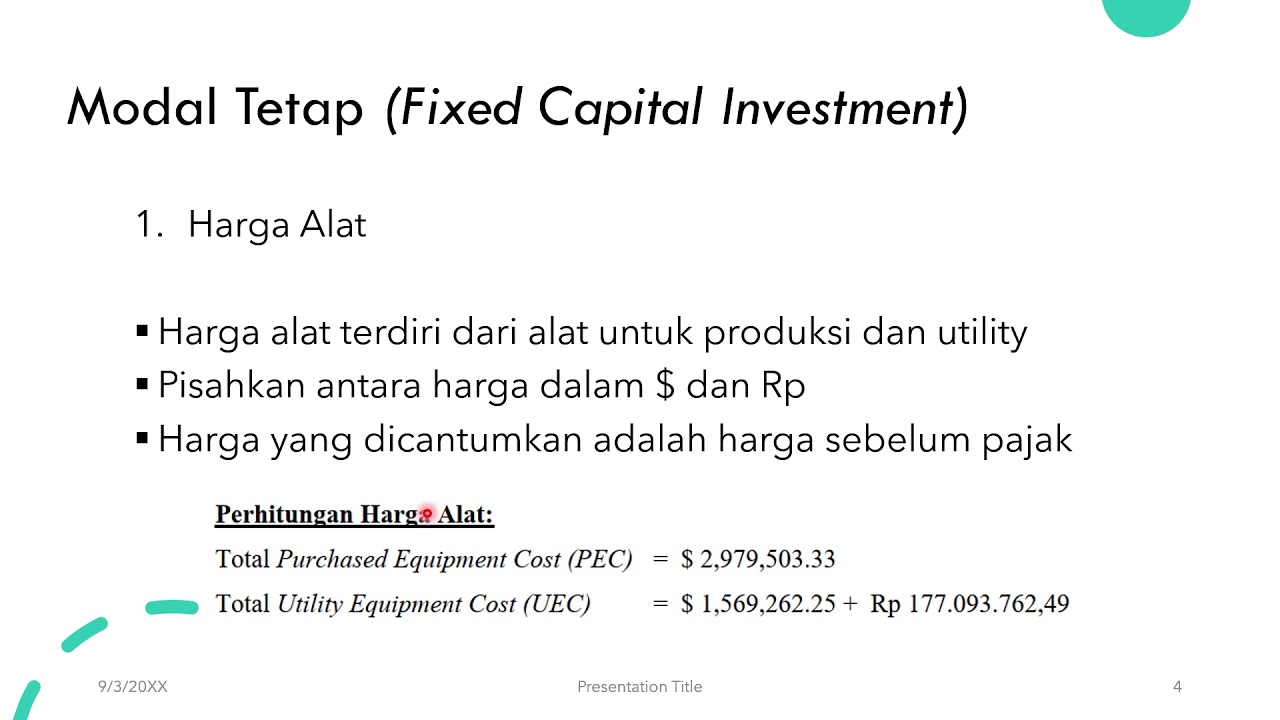 Perancangan Pabrik - Evaluasi Ekonomi 1