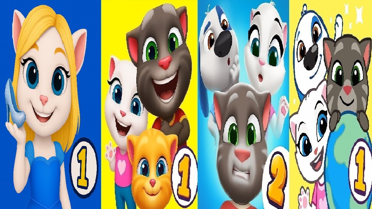 Talking Angela Dress Up VS My Talking Tom Friends 1 VS  Tom Friends 2 Talking Tom & Friends: World
