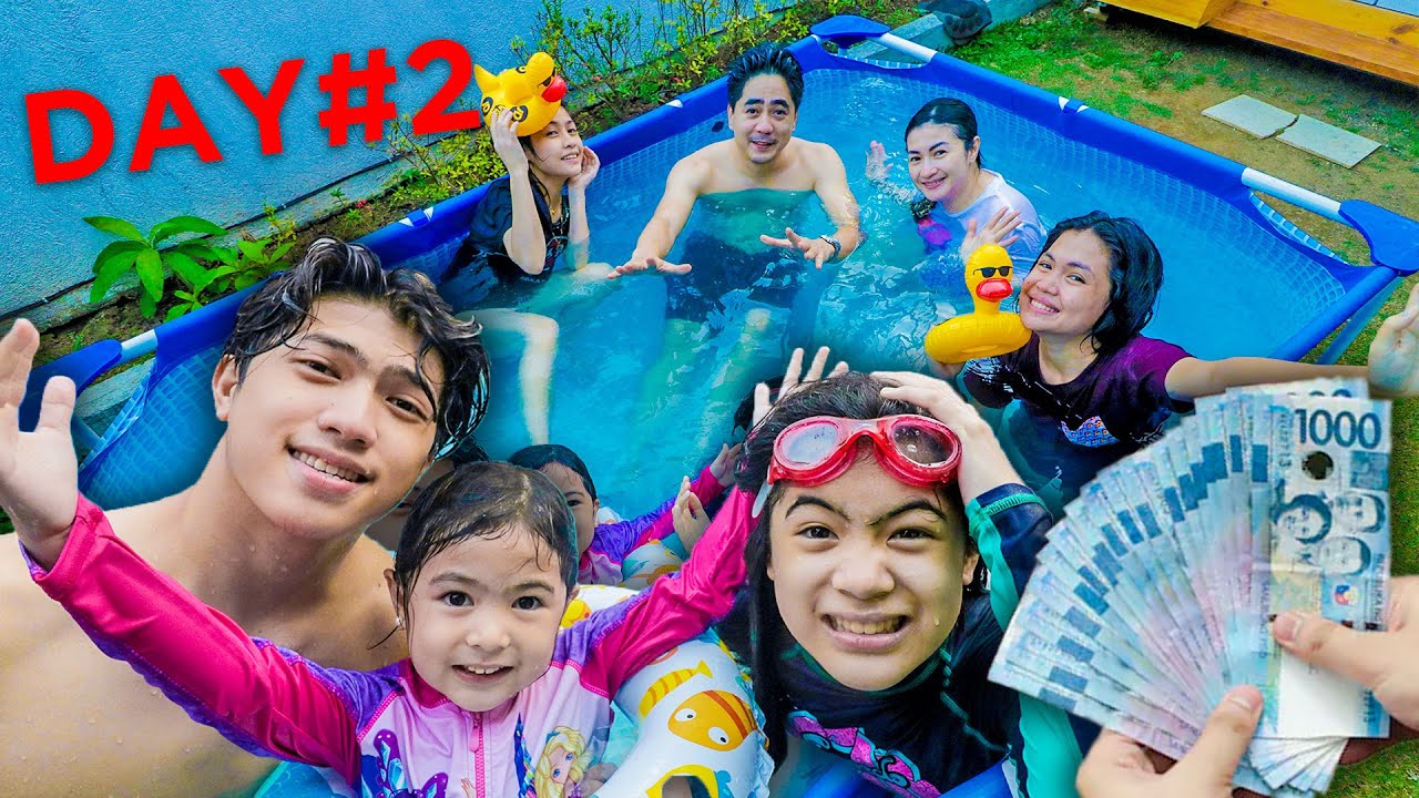 Last To Leave The POOL Wins CASH PRIZE!! (With Family) | Ranz And Niana