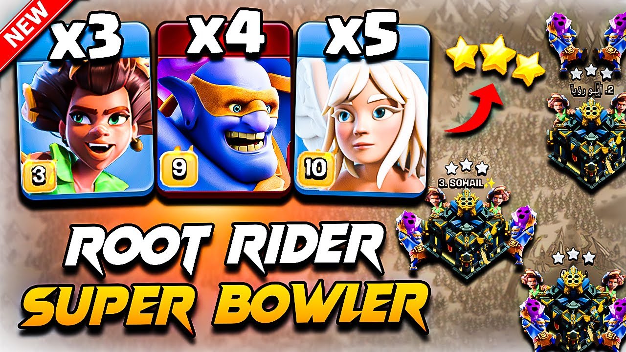 Best TH17 Attack Strategy SUPER BOWLER With ROOT RIDER | TH17 Root Rider & Super Bowler Attack COC