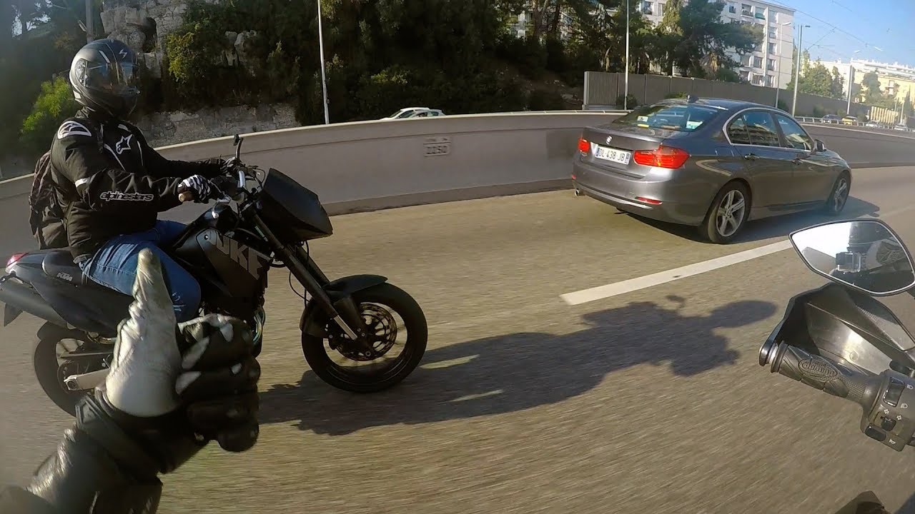 KTM 950 SM | Intense Riding Through Traffic | Antibes-Nice Uncut 19 minutes