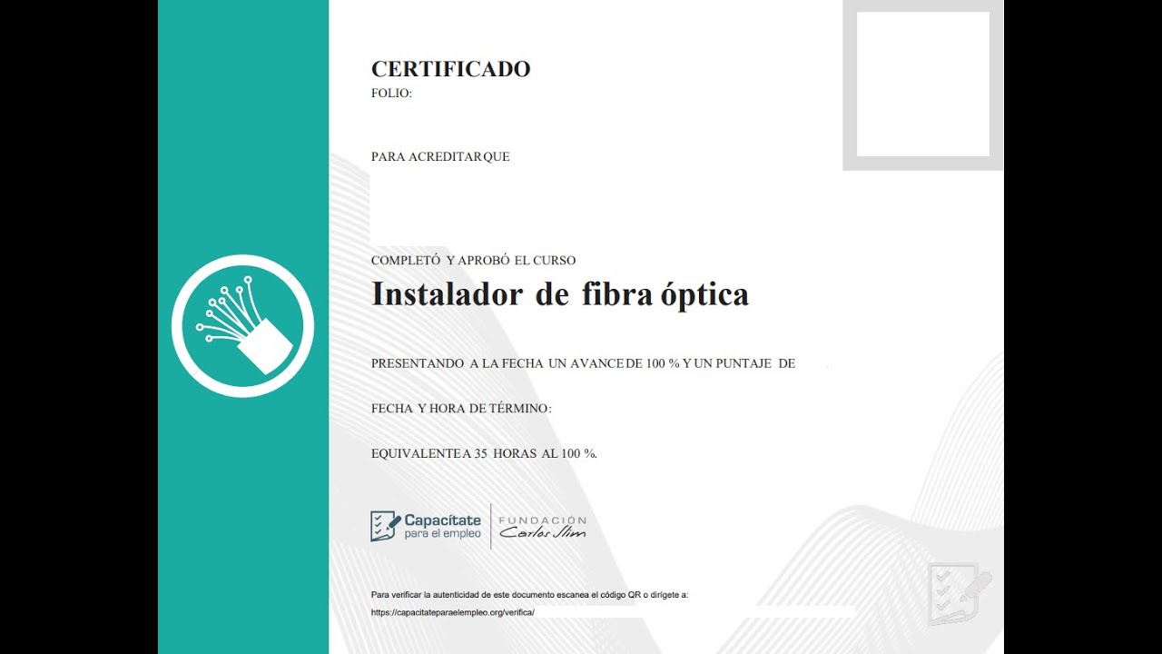 Curso Instalador de Fibra Óptica de la página capacitateparaelempleo.org