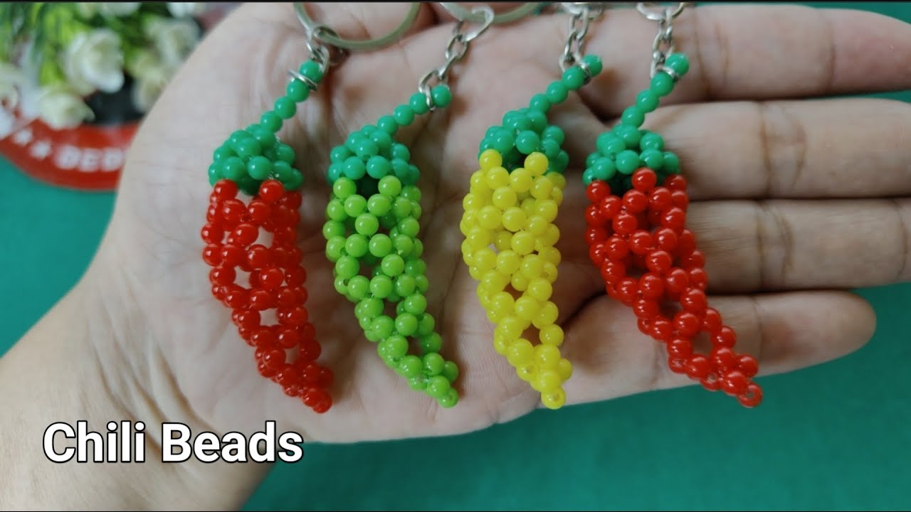 Cara Membuat Gantungan Kunci Cabai Dari Manik Manik| DIY Chili Beads