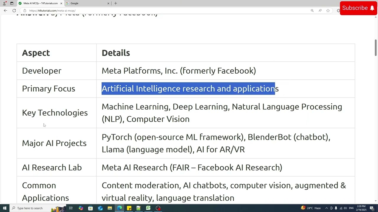 MCQs on Use of AI platform - ChatGPT, Meta AI - PERA