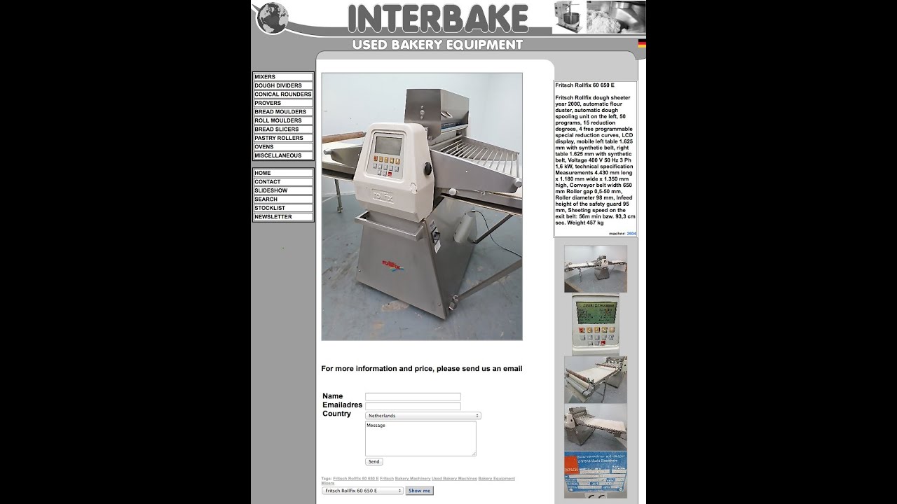Fritsch Rollfix 60 650 E used dough sheeter
