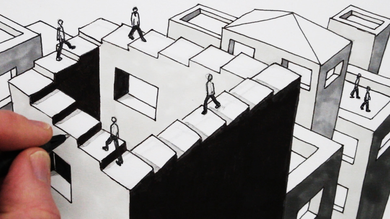 How to Draw The Penrose Staircase: Endless Optical illusion