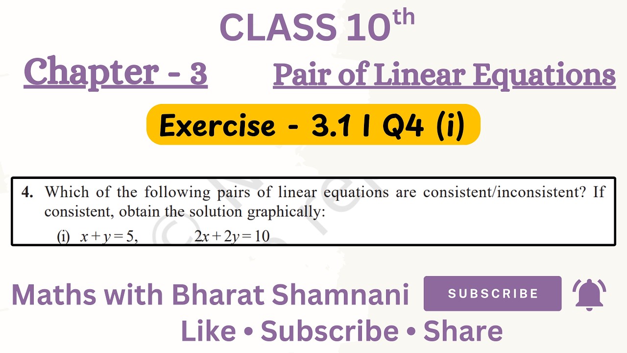 Class 10 Maths Chapter 3 Pair of Linear Equations 📊 | Ex 3.2 Q4(i) Graphical | NCERT 💯