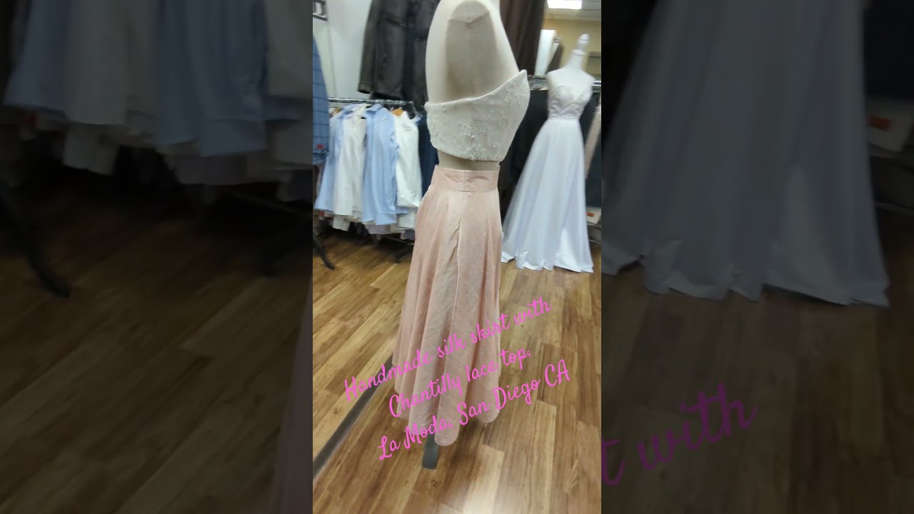 handmade real silk skirt with real Chantilly lace top. 