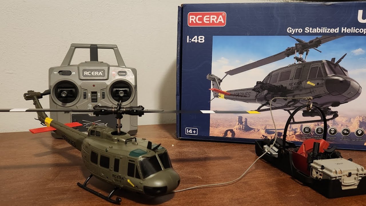 RC ERA 1/48 scale Huey Helicopter Heavy lift video #5 full cargo basket!