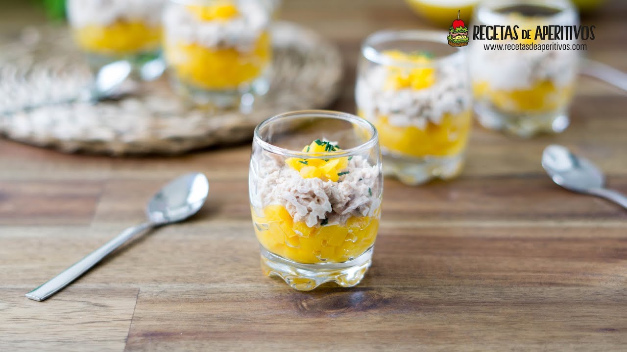 MELOCOTONES RELLENOS de ATÚN versión APERITIVO en VASITOS #44