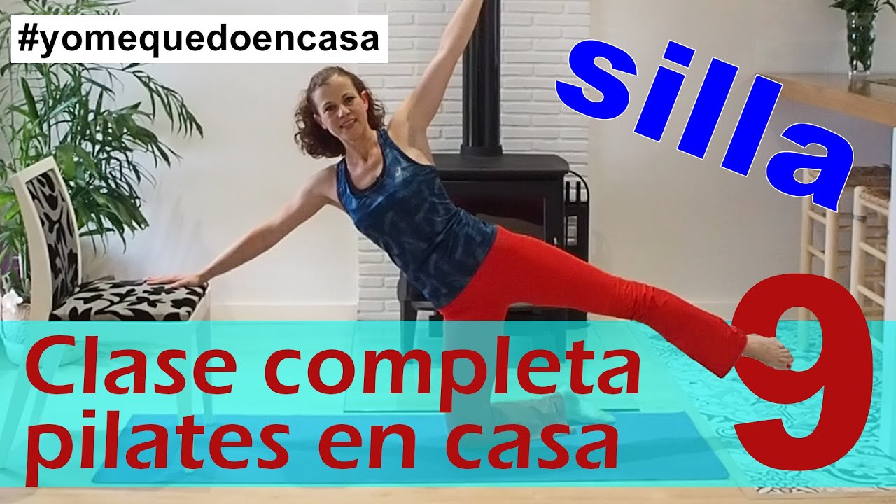 CLASE COMPLETA PILATES EN CASA 9 🤸 con silla 🪑🔥