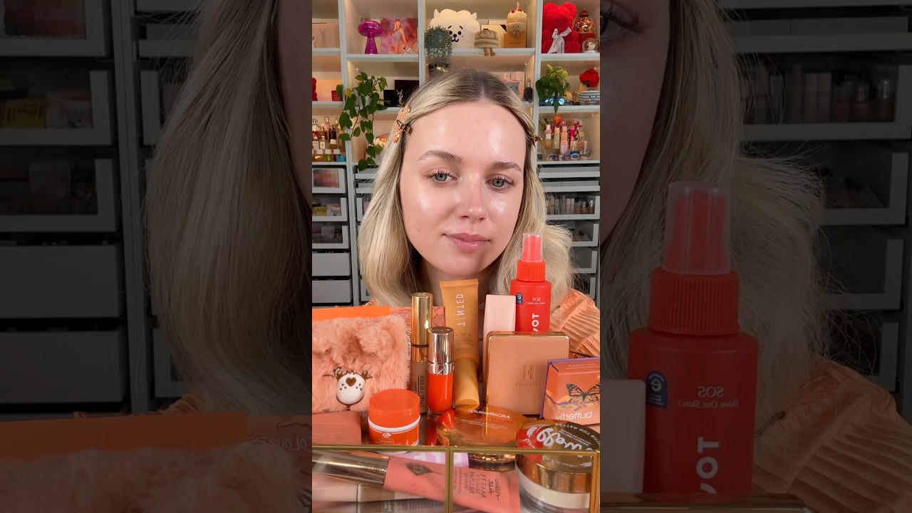 Pełny makijaż w odcieniach pomarańczy 🧡🍑🍊🐈 #softglamlook #makijażowysamouczek #poradymakijażowe #...