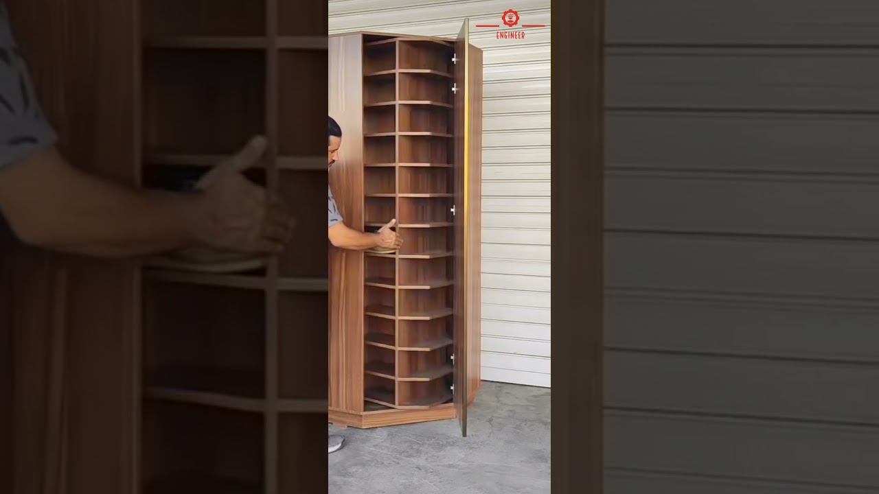 Rotating Shoes Rack handmade design #woodencraft #mordernfurniture #interiordesign #modernfurniture
