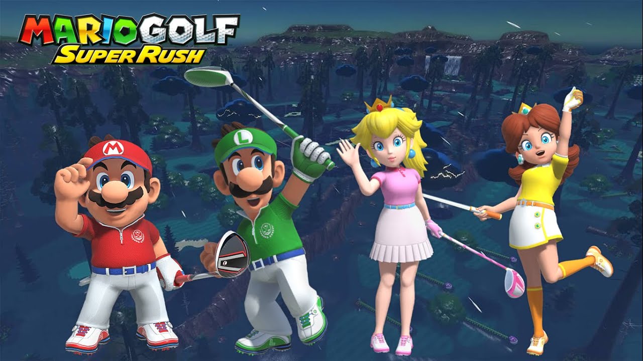 Mario Golf: Super Rush - Speed Golf - Mario vs Luigi vs Peach vs Daisy - Wildweather Woods