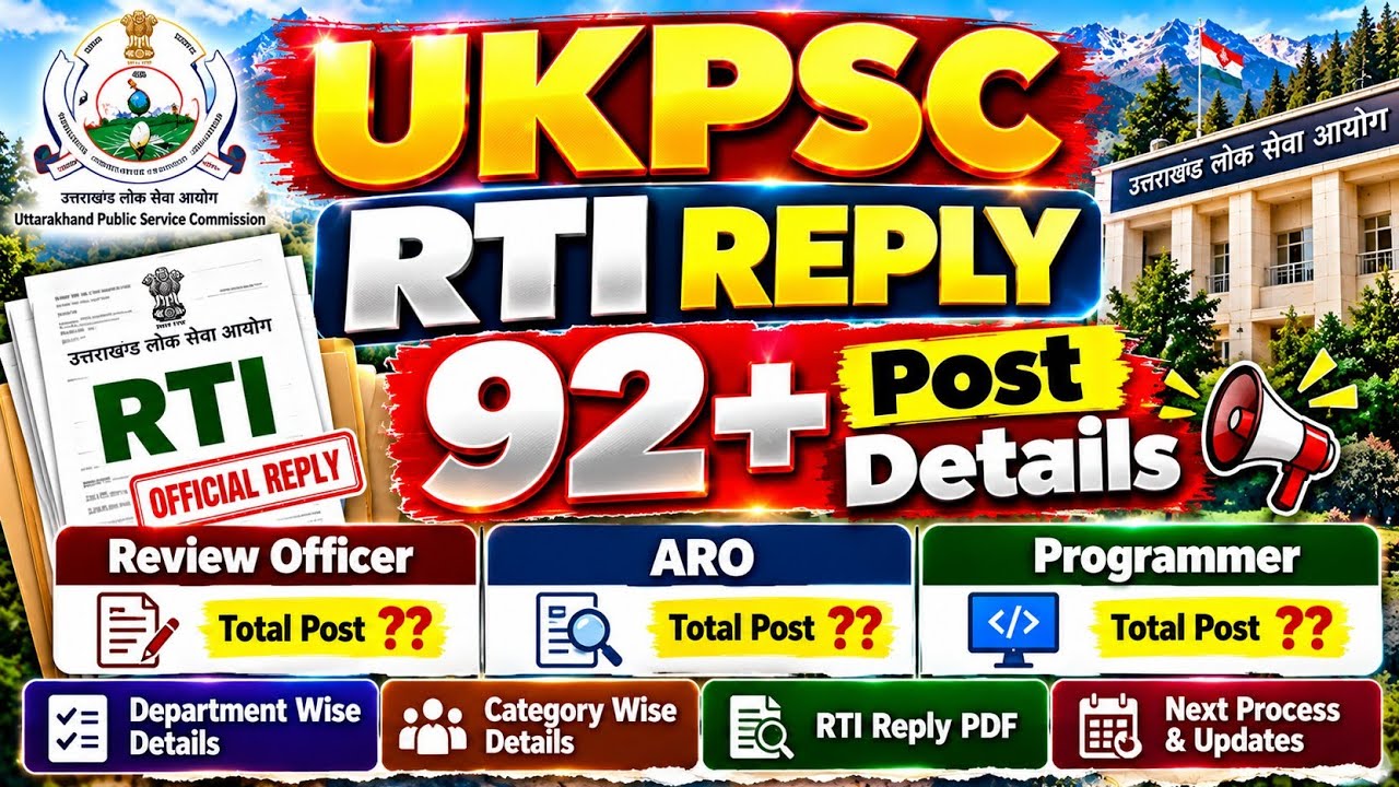 UKPSC Latest RTI Reply 2026 🔥 92+ Posts Details | RO, ARO, Programmer Vacancy Update | Full Details