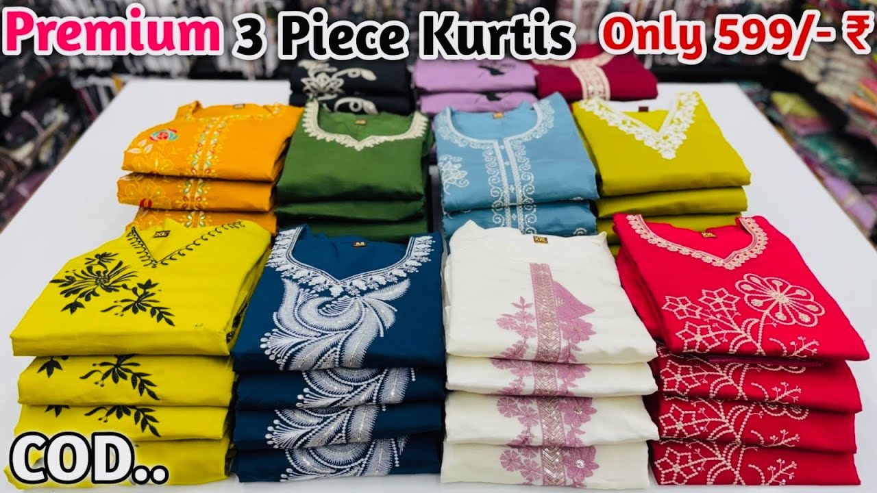 Premium 3 Piece Party Wear Kurtis In Wholesale | Trendy Party Wear 3 Pieces Get 599/- Rupees