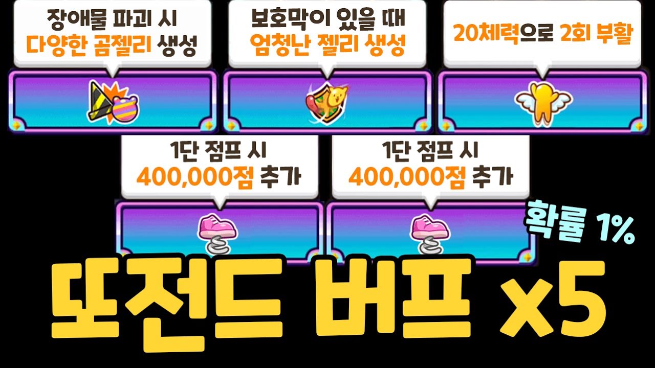 시작부터 연속으로 레전더리 버프를 뽑아버리면 생기는 일 ㅋㅋㅋ 5레전더리 버프를 또 완성했습니다 ㄷㄷ 쿠키런 랜덤챌린지 요구르카 시즌