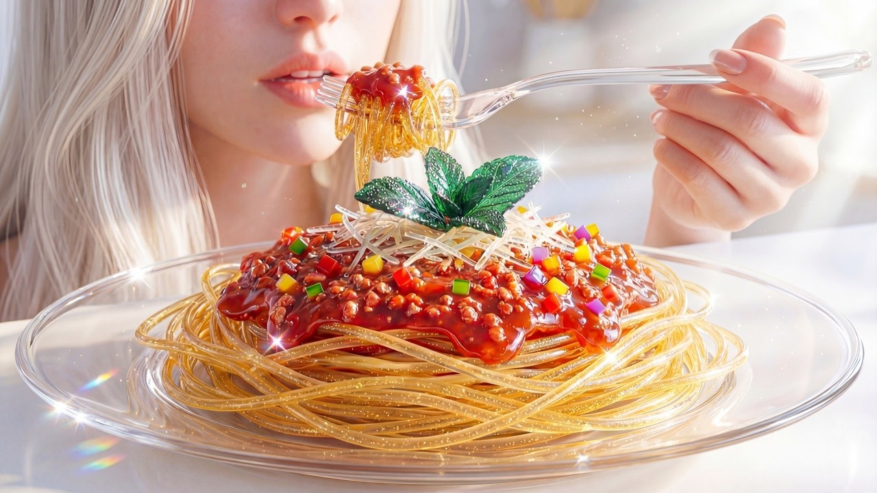ASMR GLASS Spaghetti Is Unreal 😳🍝 | Satisfying Food Art