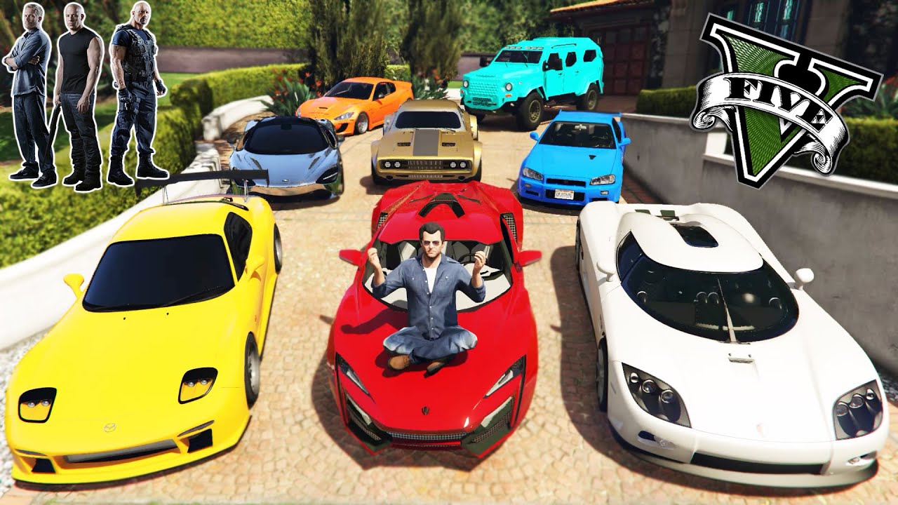 GTA 5 - Stealing Fast and Furious Luxury Cars with Michael! | (GTA V Real Life Cars #46)