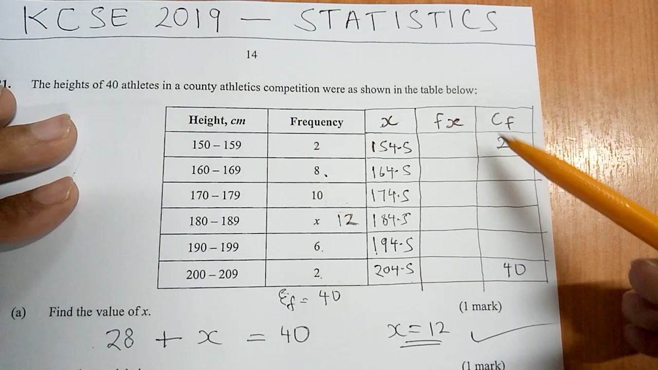 KCSE 2019 - STATISTICS - MEAN AND MEDIAN
